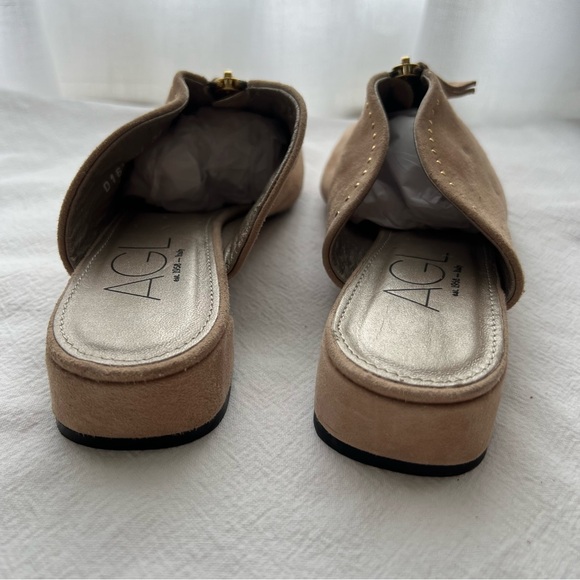 New AGL Microstudded Top Zip Suede Mule in Tan - Picture 5 of 12